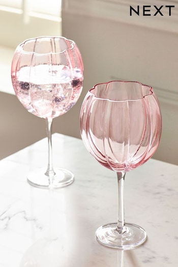 Set of 2 Pink Ottilie Gin Glasses (N36633) | £22