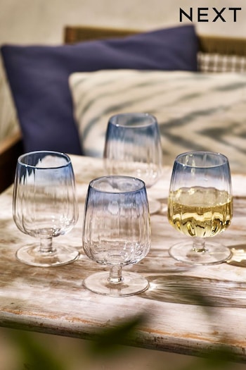 Set of 4 Blue Salcombe Wine Glasses (N36637) | £24