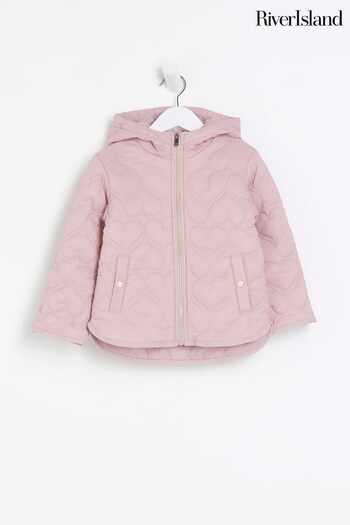 River Island Pink Girls Light Weight Heart Coat (N36668) | £27