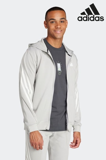 adidas Grey nightwear Future Icons 3-Stripes Full Zip Hoodie (N36713) | £60