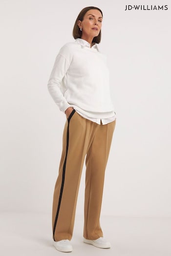 JD Williams Brown Scuba Crepe Wide Leg Trousers With Side Stripe (N36732) | £30