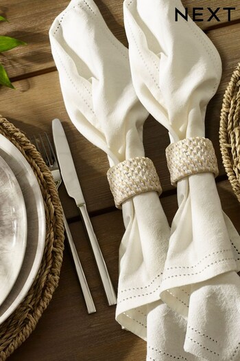 Set of 2 Natural Lacquered Rattan Napkin Rings (N36818) | £8