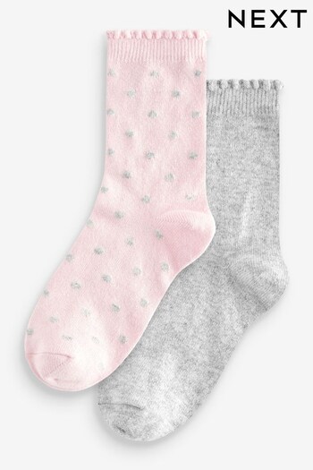 Pink/Grey Touch of Cashmere Ankle Socks 2 Pack (N37016) | £14