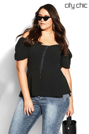 City Chic Quirky Black Top (N37065) | £35