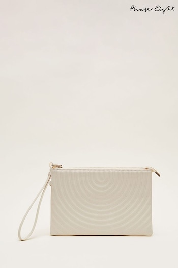 Phase Eight Cream Leather Stitch Detail Clutch Bag (N37097) | £69