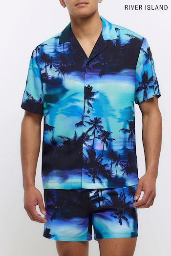 River Island Purple Palms Print Shirt (N37103) | £33