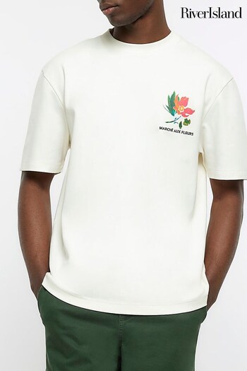 River Island Cream Marche Aux Fleurs T-Shirt (N37105) | £23