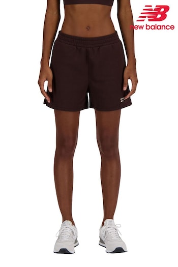 New Balance Brown Linear Heritage French Terry Shorts (N37116) | £40