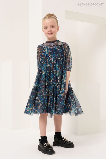 Angel & Rocket Blue Cara Floral Blur Dress (N37134) | £34 - £38