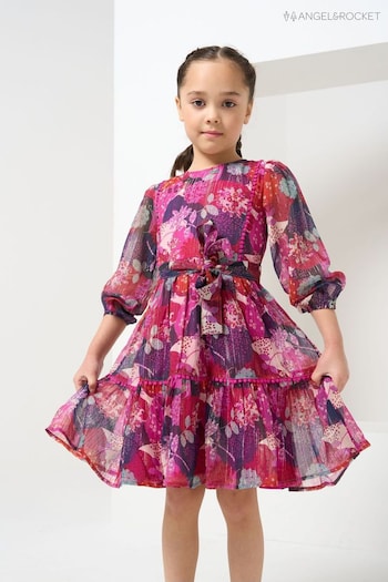 Angel & Rocket Pink Carmen Belted Patchwork Dress (N37136) | £34 - £38
