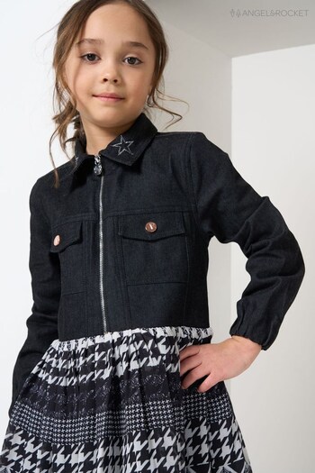 Angel & Rocket Grey Lila Denim Jacket Check Skirt Dress (N37153) | £45 - £50