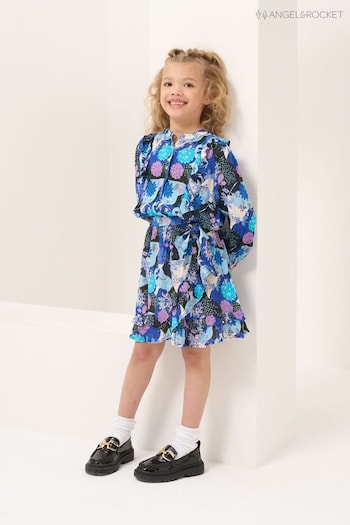 Angel & Rocket Blue Willow Mock Wrap Frill Skirt With Lurex (N37155) | £20 - £24