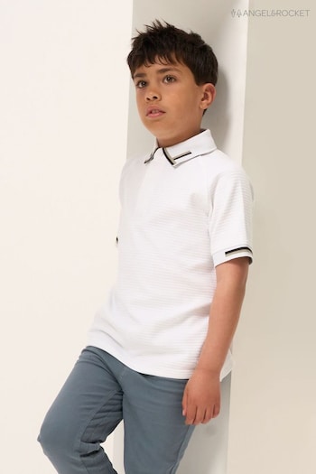 Angel & Rocket Joel White Rib White Polo Shirt (N37171) | £17 - £21