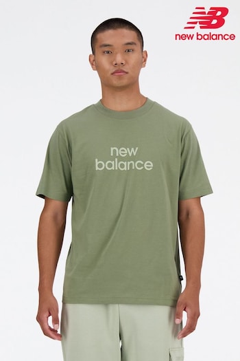 New Balance Green Linear Logo Relaxed T-Shirt (N37199) | £25