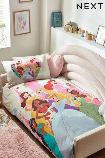 Pink Disney Princess 100% Cotton Duvet Cover and Pillowcase Set (N37268) | £25 - £37