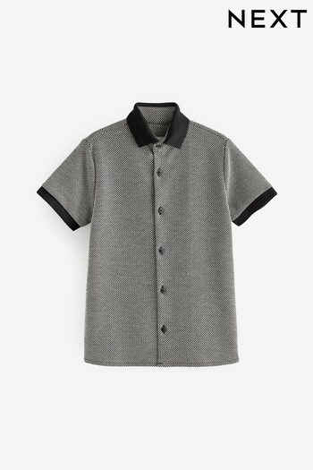 Black/White Textured Jersey Shirt (3-16yrs) (N37302) | £16 - £21