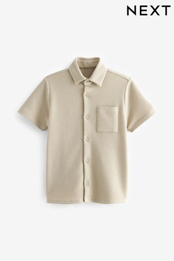 Stone Natural Textured Jersey Shirt (3-16yrs) (N37303) | £16 - £21