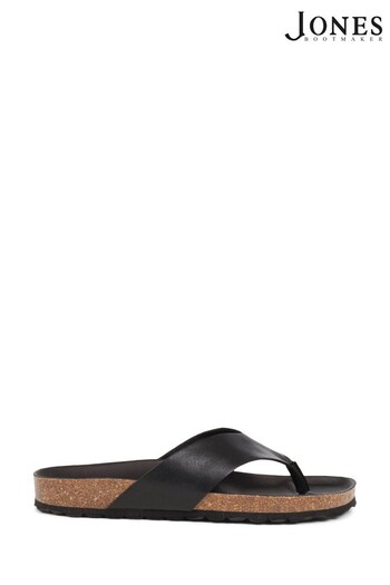 Jones Bootmaker Wood Lane Leather Toe Posts Black Sandals (N37352) | £29