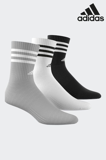 adidas black white 3-Stripe Crew Length Socks 3 Pack (N37356) | £13