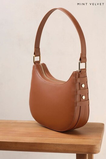 Mint Velvet Brown Leather Shoulder Bag (N37449) | £119