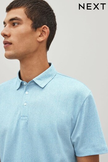 Light Blue Oxford Cotton Blend Polo Heather Shirt (N37451) | £26