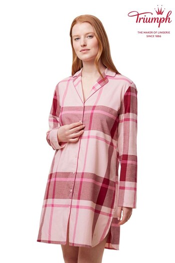 Triumph Pink Check Boyfriend Shirt Nightie (N37474) | £40