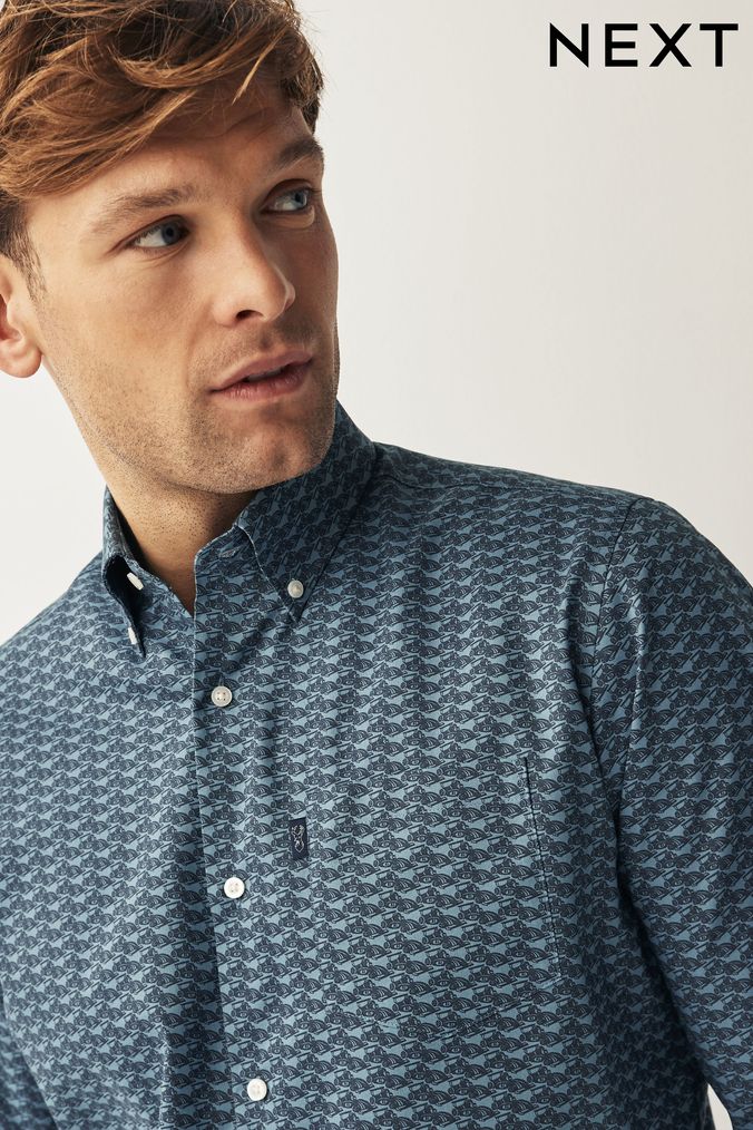 Buy Men s Print Oxford Shirt Single Shirts Online Next UK