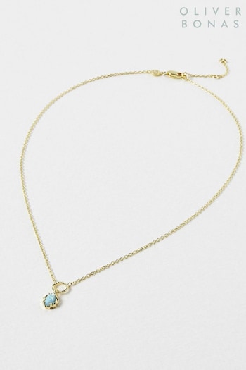 Oliver Bonas Blue Dara Opalite Loop Drop Gold Plated Pendant Necklace (N37495) | £50