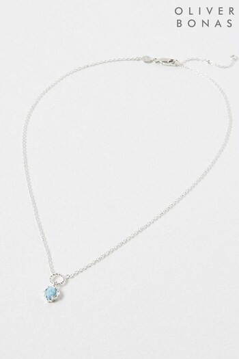 Oliver Bonas Blue Dara Opalite Loop Drop Silver Pendant Necklace (N37530) | £49.50