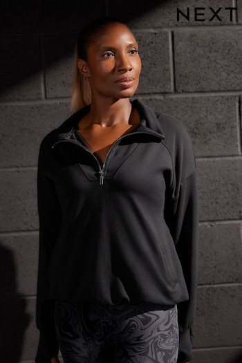 Black Black Atelier-lumieresShops Active Long Sleeve Zip Neck Fleece (N37572) | £40