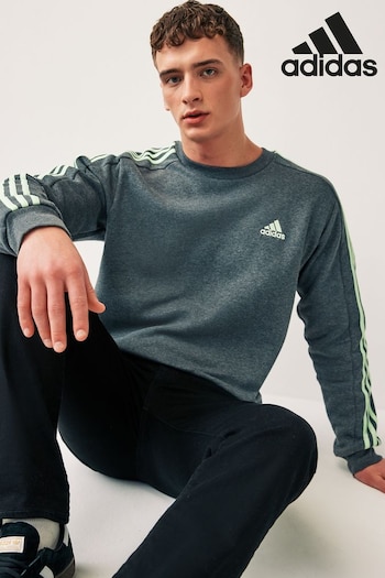 adidas Grey jerseywear Essentials Fleece 3-Stripes Sweatshirt (N37599) | £38