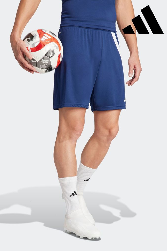 Buy Men s Adidas Blue Print Elasticated Shorts Online Next UK