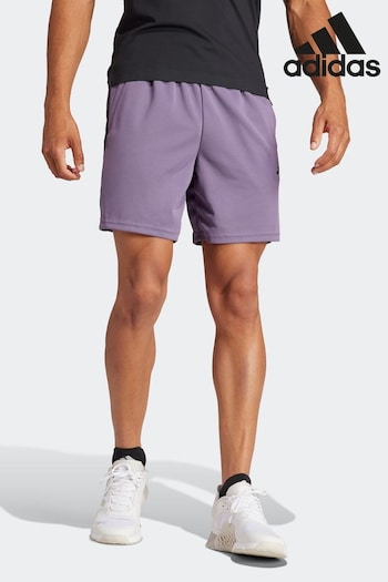 adidas Purple PERFORMANCE Train Essentials Piqué 3-Stripes Training Shorts (N37621) | £23