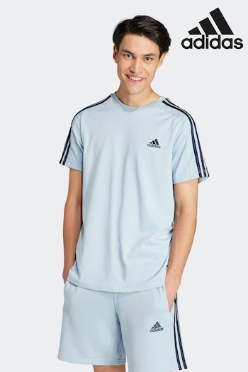adidas Blue Sportswear Essentials Single Jersey 3-Stripes T-Shirt (N37638) | £23