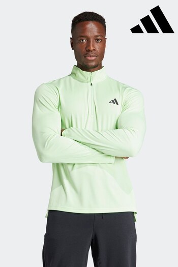 adidas Green Train Essentials Training 1/4-Zip Long Sleeve Sweatshirt (N37657) | £38