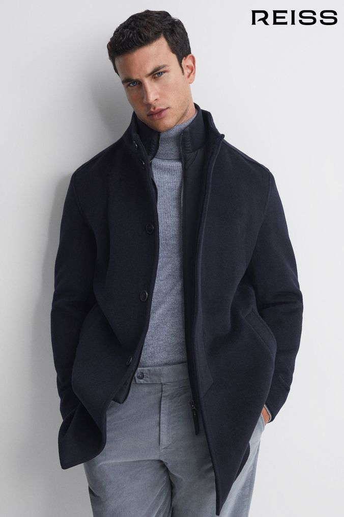 Buy Men s Longline Wool Blend Coatsandjackets Online Next UK
