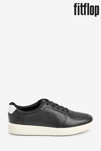 FitFlop Rally Leather Panel Black Sneakers (N37827) | £100
