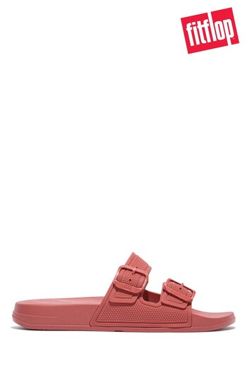 FitFlop Red Iqushion Two-Bar Buckle Slides (N37834) | £40