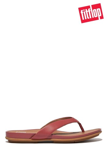 FitFlop Red Gracie Leather Flip Flops (N37835) | £35