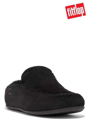 FitFlop Chrissie Ii Haus Crochet-Stitch Shearling Black Slippers (N37841) | £110