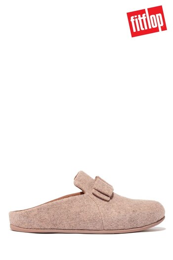 FitFlop Chrissie II Haus Bow Felt Nude Slippers (N37843) | £85