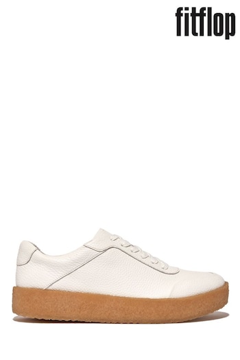 FitFlop Rally Tumbled-Leather Crepe White Sneakers (N37844) | £130