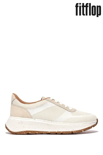 FitFlop F-Mode Knit Flatform White Sneakers (N37848) | £120