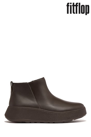 FitFlop F-Mode Leather Flatform Zip Ankle Brown Boots dog (N37859) | £140