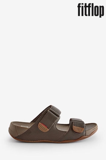 FitFlop Gogh Moc Leather Brown Slides (N37875) | £90