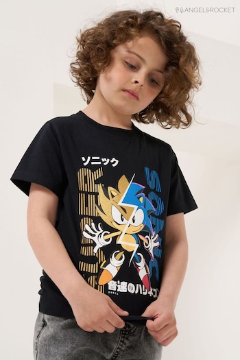 Angel & Rocket Sonic Short Sleeve Black T-Shirt (N37906) | £17 - £20