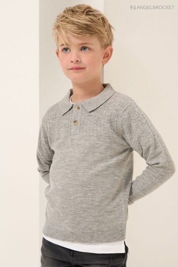 Angel & Rocket Grey Caleb Grey Knitted Polo Shirt (N37923) | £24 - £28