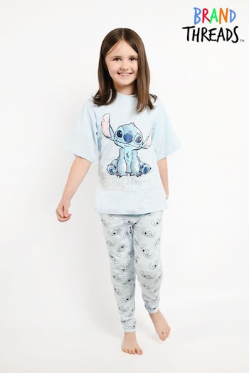 Brand Threads Blue Disney Lilo and Stitch Girls 100% Cotton Pyjama Set (N37943) | £18