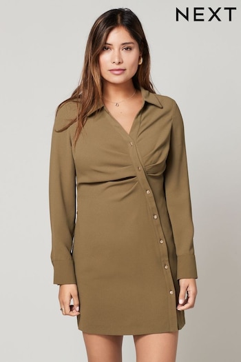 Green Asymmetric Crepe Mini Dress (N37985) | £44