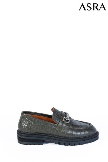 ASRA London Francine Leather Croc Effect Loafers (N37999) | £90
